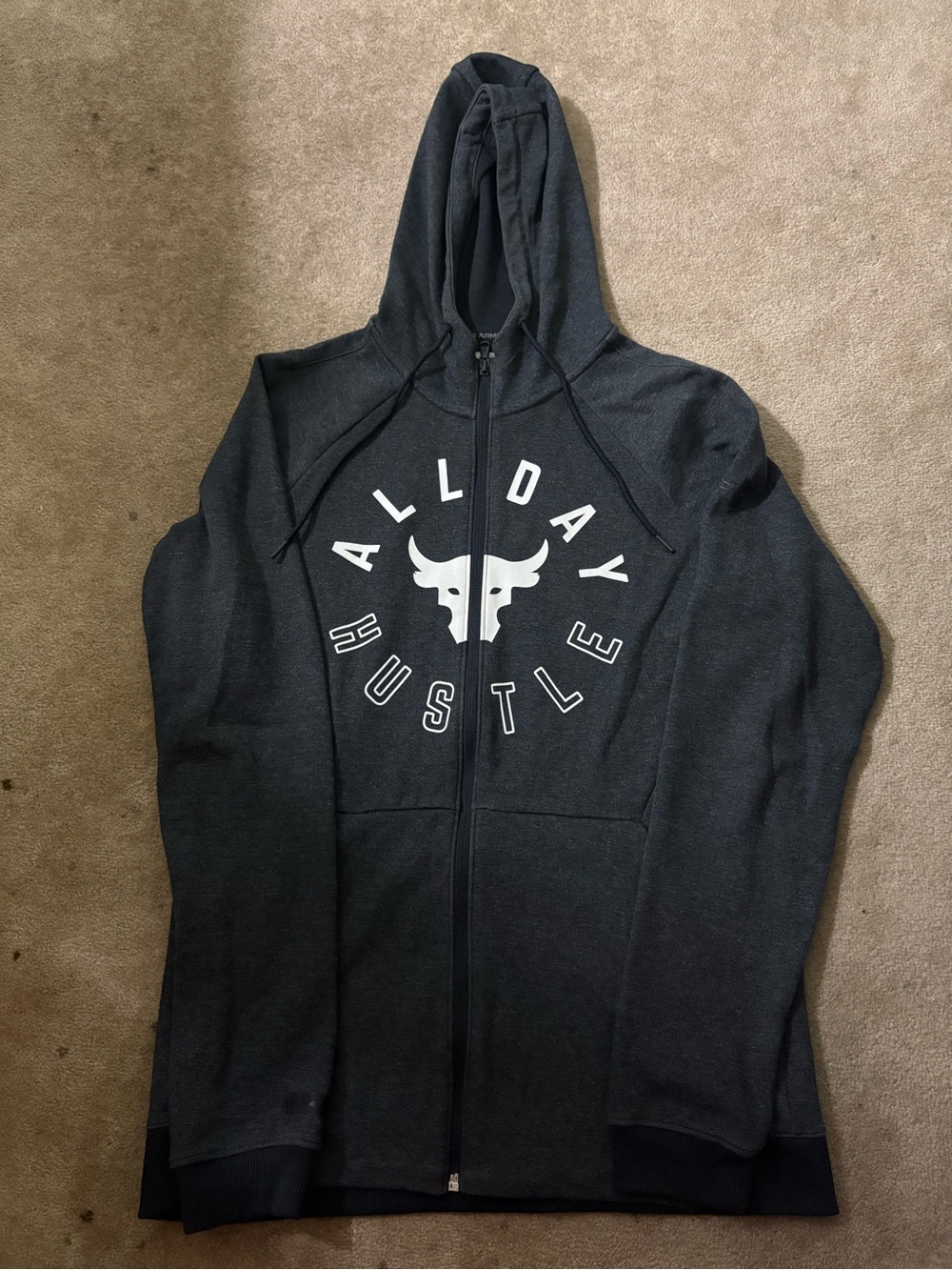 Under Armour Men’s Charcoal Gray Zip Hoodie with White Logo